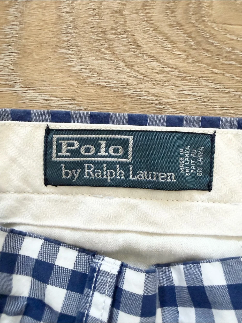 Polo Ralph Lauren blue white gingham checkered shorts Mens 32W Cotton Preppy